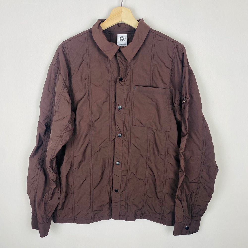 Nike Tech Pack Men Brown‎ Quilted Shirt Jacket Small